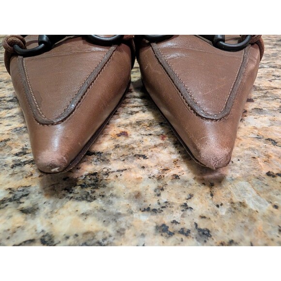 Gucci Vintage Tom Ford Era Brown Leather Black Horsebit Kitten Heel Mule Sz 7 B - Picture 8 of 8